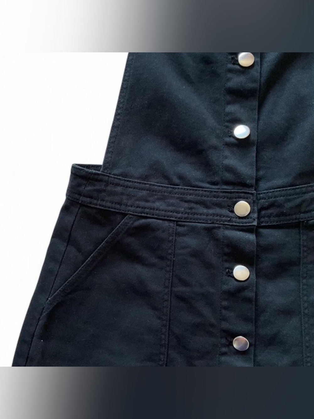 H&M Button Front Black Overalls Dress w. Pockets - Picture 3 of 5